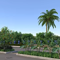 Stunning Tropical Roadside Garden Landscape Design With Lush Palm And Banana Trees And Vibrant Greenery