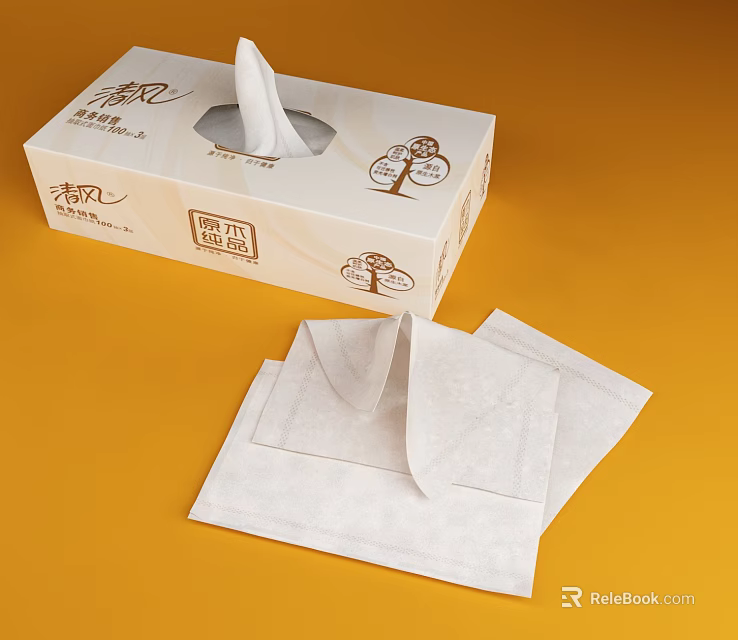 Soft White Facial Tissues In Decorative Box For Everyday Home And Office Use 3d model 
