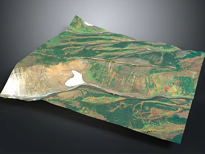 Scenic Natural Landscape with Green Mountains Valleys and Layered Terrain Model 3d model