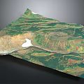 Scenic Natural Landscape with Green Mountains Valleys and Layered Terrain Model