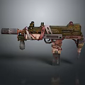 Weathered Gun Design With Straps Scope And Rustic Green Brown Distressed Finish 3d model