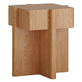 Modern Oak Wooden Stool With Natural Wood Grain And Simple Design Structure