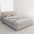 Modern Minimalist Double Bed With Upholstered Headboard And Soft Linen Sheets 3d model