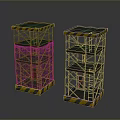 Two Different Scaffolding Structures With Yellow Black Warning Stripes And Multi Layer Design