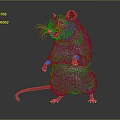 Brown Rat Standing With Red Ears Paws Tail And White Whiskers On Gray Background