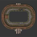 Stadium 3D Model With Running Track Grandstand And Green Central Field