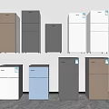 Refrigerators And Freezers With Different Colors And Styles On 3d model