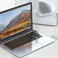 Modern Open Laptop With Scenic Screen Display Wireless Mouse And Another Laptop In Background