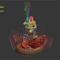 Game Movie Character Male Warrior Holding Flag On Dynamic Fiery Circular Base Design