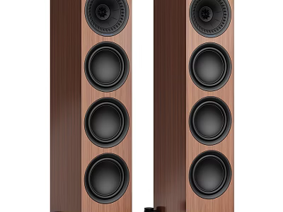 Modern Floor Standing Wooden Speakers With Multiple Black Driver Units 3d model