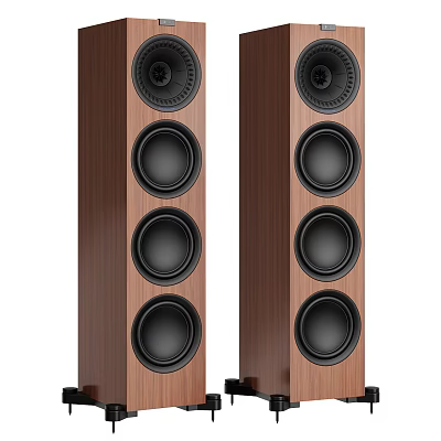 Modern Floor Standing Wooden Speakers With Multiple Black Driver Units 3d model