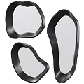 Three Modern Black Framed Irregular Shaped Mirrors For Stylish Wall Decor 3d model