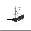 Antique Wooden Sailing Ship Water Vessel with Multiple Masts and Classic Hull Design