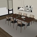 Quiet Chinese and Ancient Style Dining Table and Chair Combination Quiet Style Dining Table and Chair Chinese and Ancient Style Dining Table and Chair Sideboard 3d model