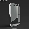 Rectangular Mirror With Geometric Silver Metal Frame Modern Home Decor Item 3d model