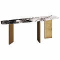Modern Console Table With Marble Top And Gold Metal Legs For Home Interior
