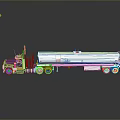 Black Cab White Tanker Truck With Multiple Wheels On Gray Background Showcasing Reflection Effect