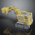 Yellow Tracked Excavator Construction Machinery With Large Front Bucket And Operator Cab 3d model