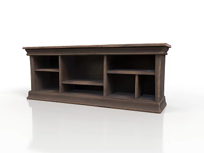 Dark Wooden Storage Cabinet With Multiple Shelves Functional Living Room Furniture 3d model