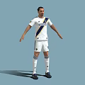 Man Wearing LA Galaxy White Soccer Jersey With Blue Stripes And White Shorts Number 9
