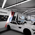 4S Store Modern Car Showroom With White Luxury Vehicles And Spacious Interior