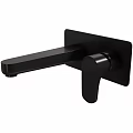 Sleek Black Modern Wall Mounted Water Faucet with Long Spout and Single Lever Handle