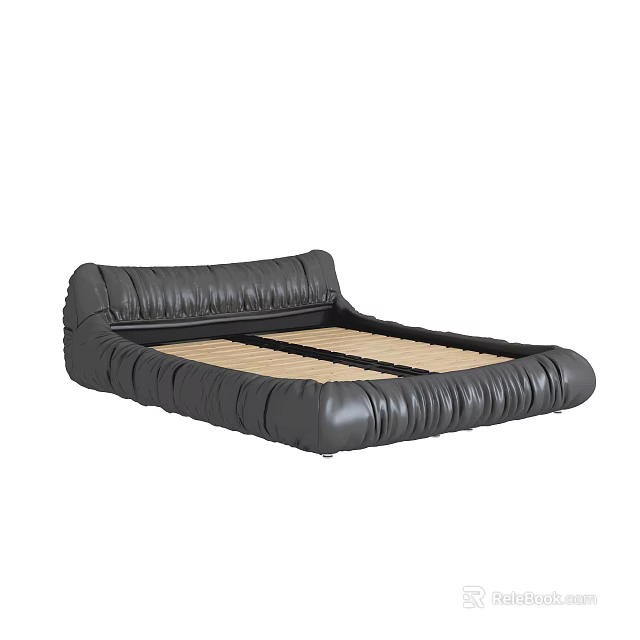 Black Inflatable Double Air Bed With Comfortable Supportive Mattress And Cozy Edge Design 3d model 