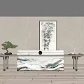 New Chinese-style reception desk 3d model