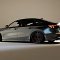 Black Sporty Sedan With Sleek Headlights Alloy Wheels And Red Brake Calipers