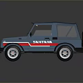 Blue TITAN Off Road Vehicle Model With Red Stripes And White Wheels