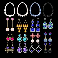 Elegant Jewelry Pendants Including Pearl Necklaces And Colorful Gemstone Earrings With Various Shapes
