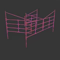 Brown Metal Fence Structure With Horizontal And Vertical Bars For Farm Enclosure