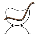 Outdoor Wooden Slat Bench With Black Metal Frame For Garden Park Seating