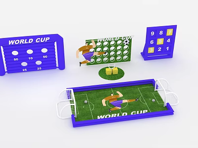 World Cup Interactive Zone With Soccer Goal Scoreboard And Mini Football Field 3d model