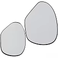 Two Modern Irregular Shaped Mirrors With Black Frames Large And Small