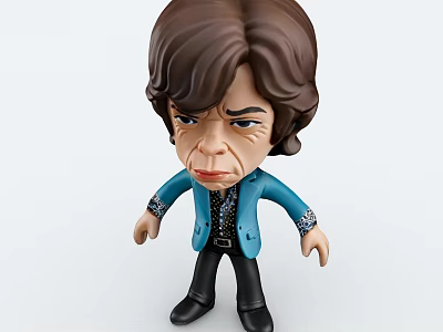 Cartoon Character Figure With Brown Hair Blue Jacket And Black Pants 3d model