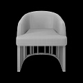 Modern Gray Upholstered Chair With Curved Backrest And Metal Legs Design