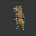 Standing Orange Marmot 3D Rendered Image With Brown Paws Black Nose On Gray Background