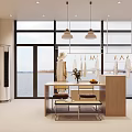 Clothing Store Interior With White Clothing Racks Mannequins Wearing Dresses Wooden Shelves Minimalist Design