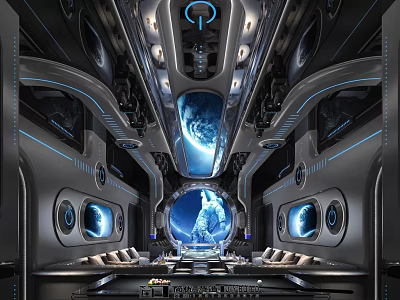 Futuristic KTV Interior With Sci Fi Lighting And Consoles 3d model