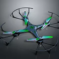 Hi Tech Modern Quadrotor Drone With Green Propellers And Protective Guards Design 3d model