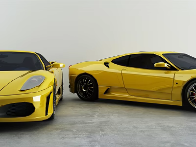 Two Yellow Sports Cars With Sleek Body Design And Black Wheels 3d model