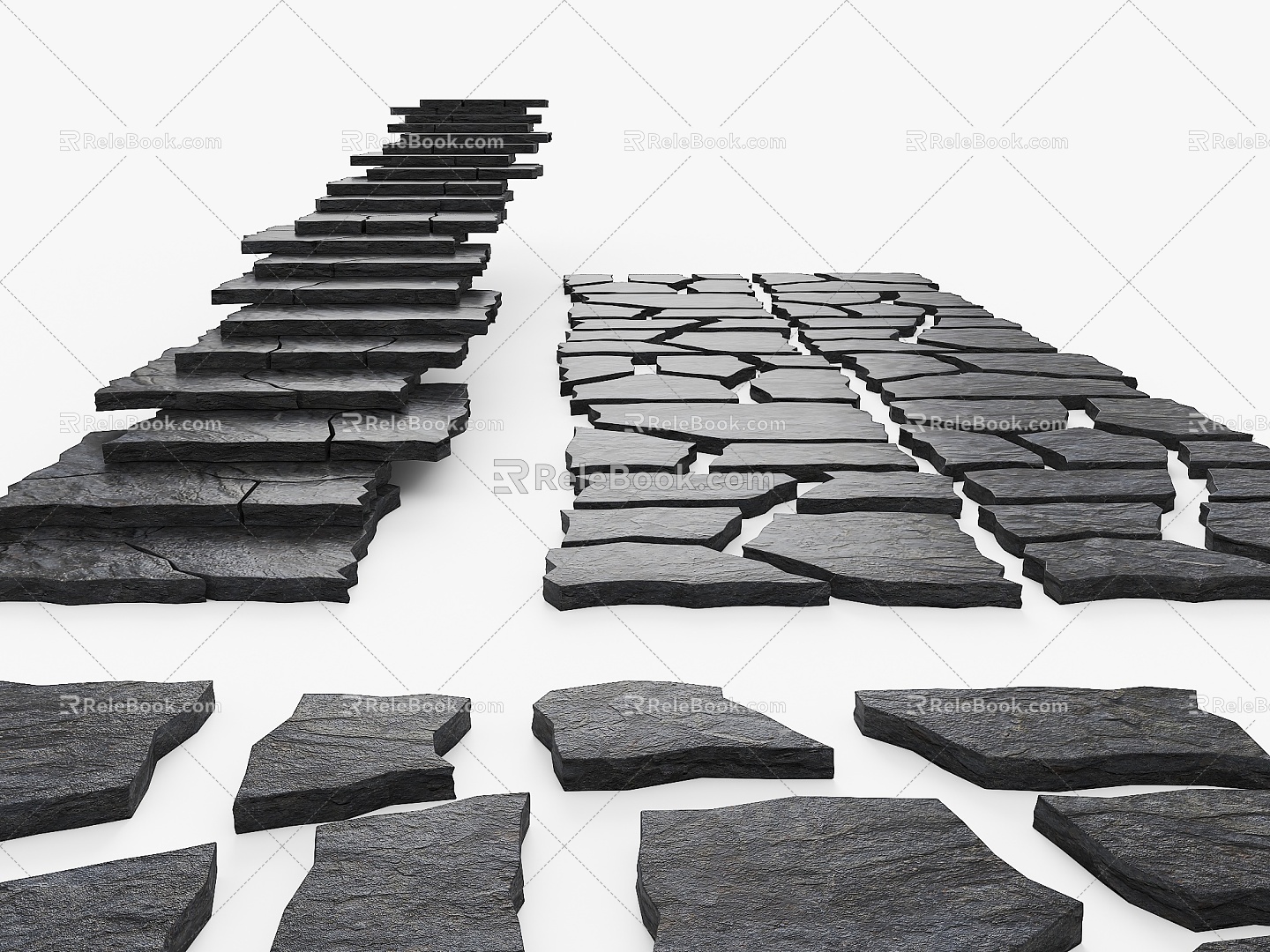 Modern Natural Slab Step Slab Paving Old Slab Slab Garden Road Slab Paving Crushed 3d model