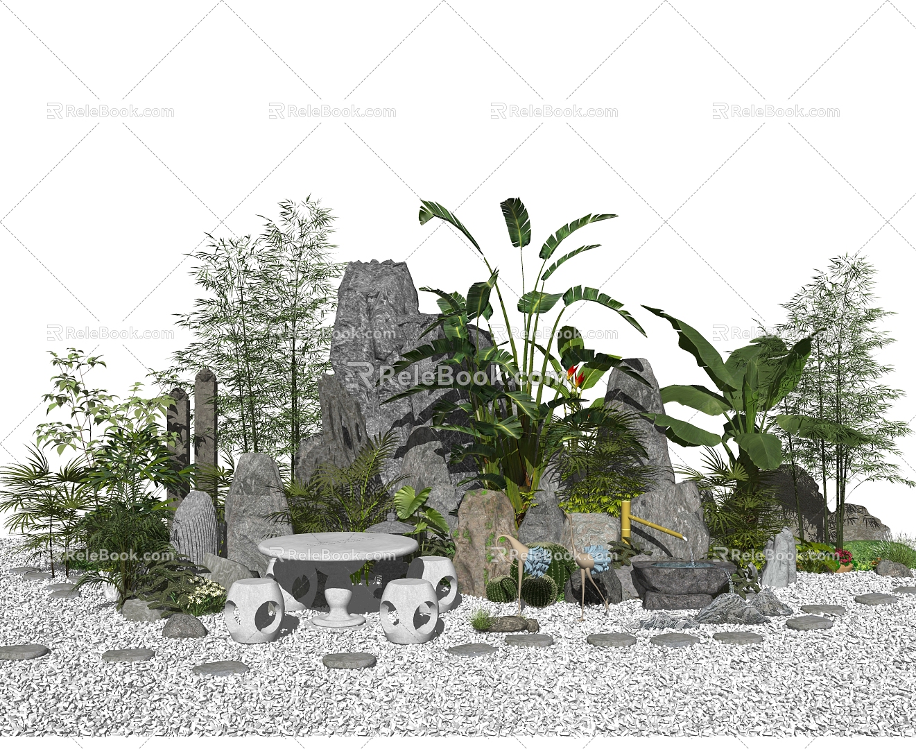 New Chinese style landscape sketch landscape sketch withered landscape landscape rockery stone model