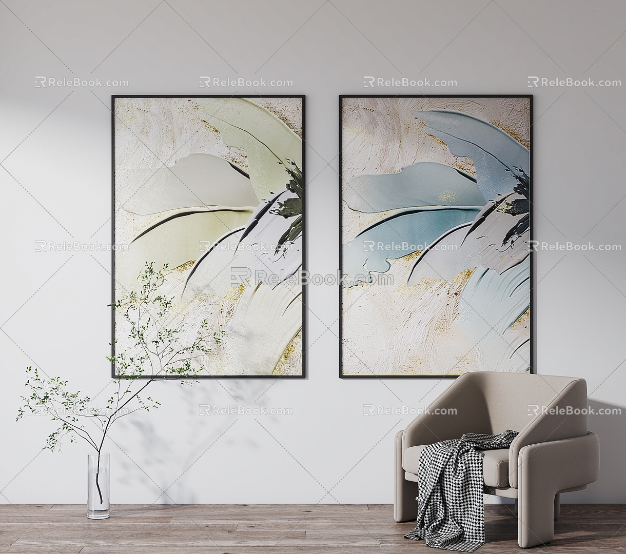 Modern Decorative Painting Simple Texture Decorative Painting 3d model