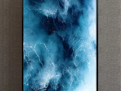 Abstract Blue Fluid Texture Artwork With Dynamic White Streaks For Wall Decor 3d model
