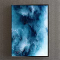 Abstract Blue Fluid Texture Artwork With Dynamic White Streaks For Wall Decor 3d model
