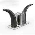 Black Horn Shaped Bookends With Silver Base For Decorative And Functional Use 3d model