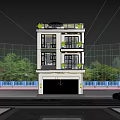 Modern Three Story Single Family House With Garage Greenery Water Feature And Car Front