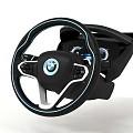 BMW Steering Wheel With Modern Design Blue Accents Control Buttons And Dashboard